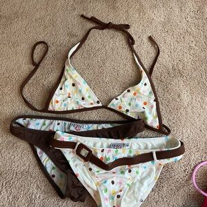 Roxy Polka Dot Bikini with Brown Accents